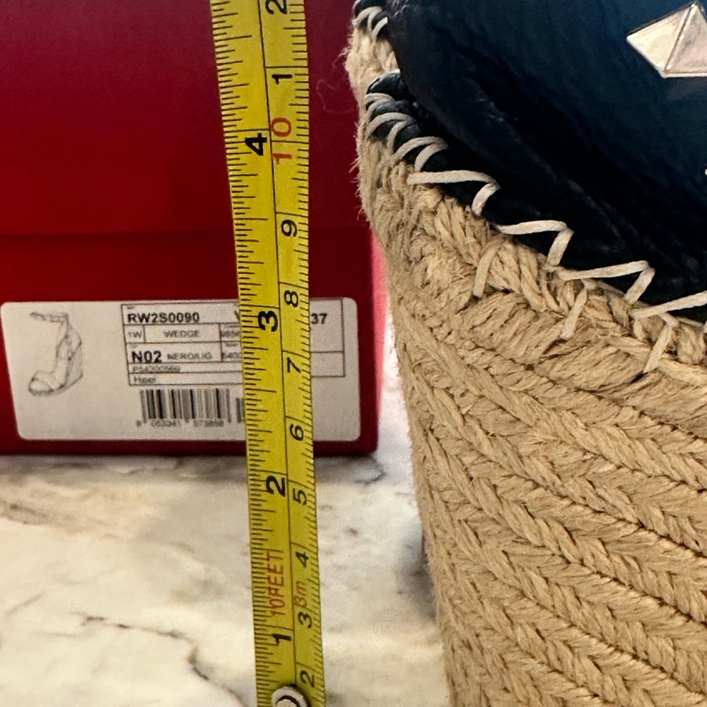 Valentino Garavani Goldstud Black Espadrille Sandals - Picture 5 of 5